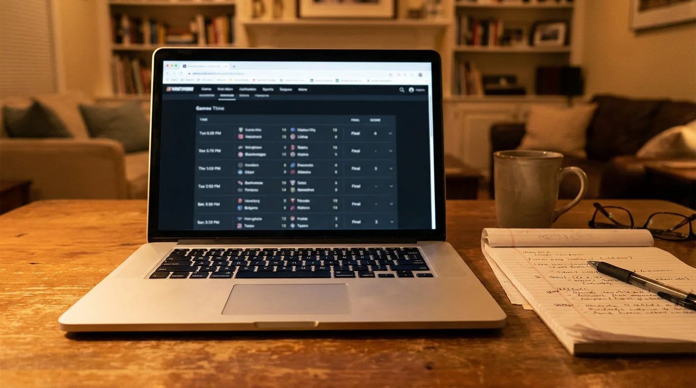 Laptop screen displaying NHL schedule and betting line data