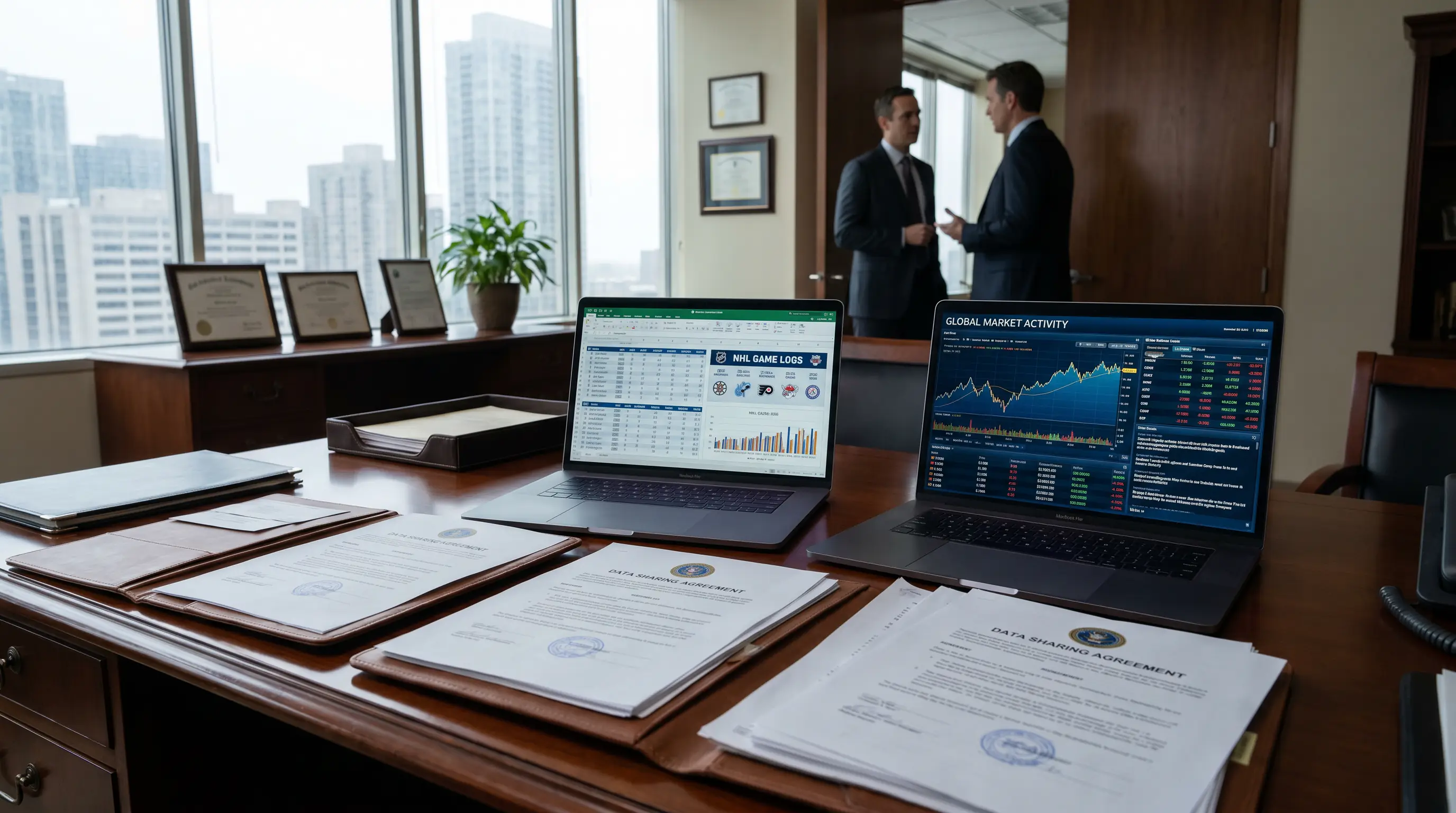Data exchange process between the NHL and financial regulators illustrated on a screen