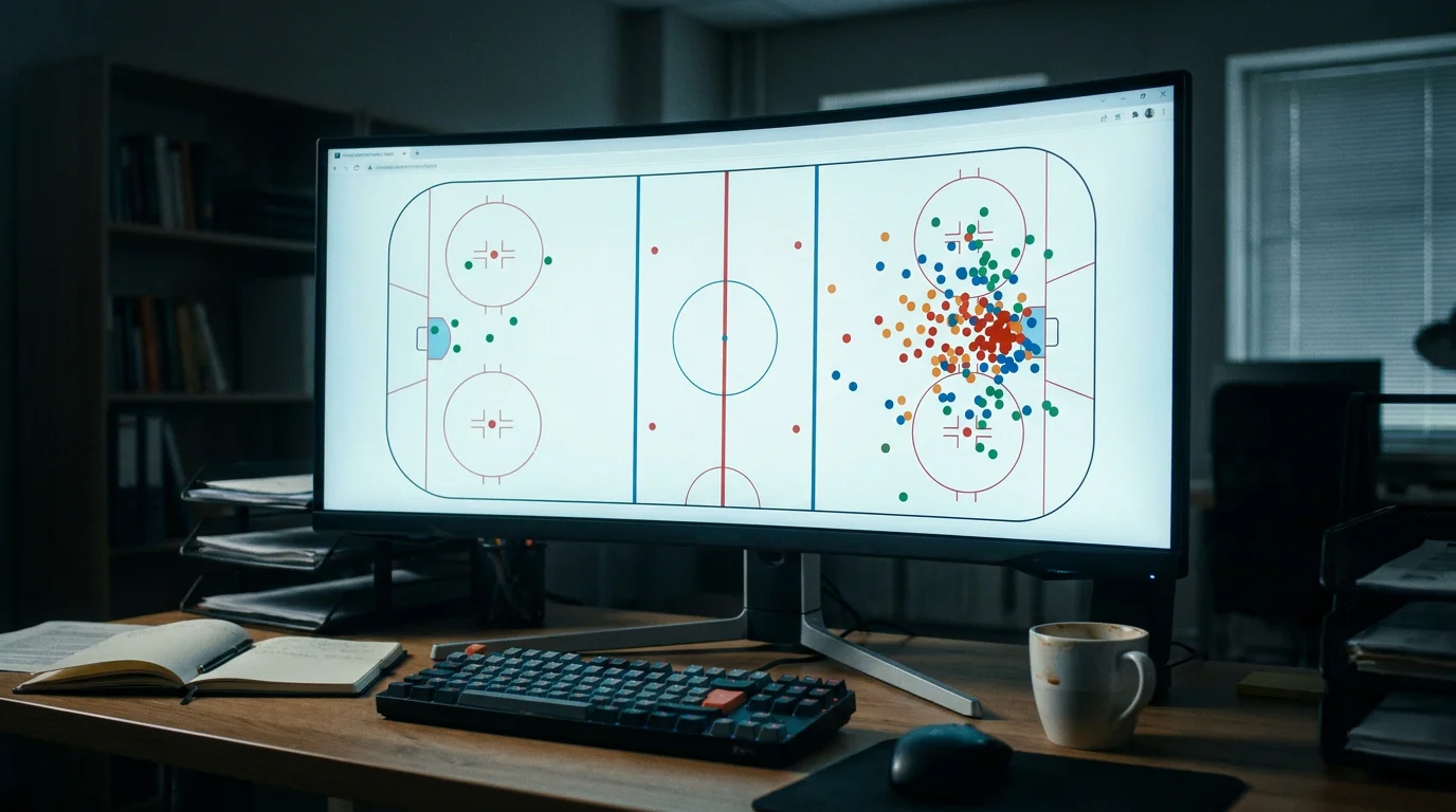 Shot chart showing first period attempts by player position