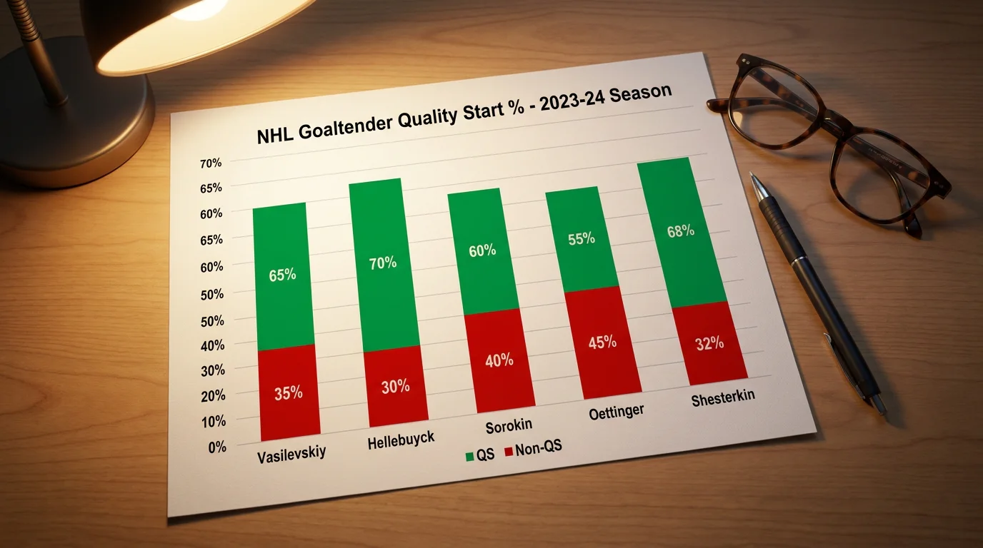 Season-long quality start tracking chart for multiple NHL goaltenders