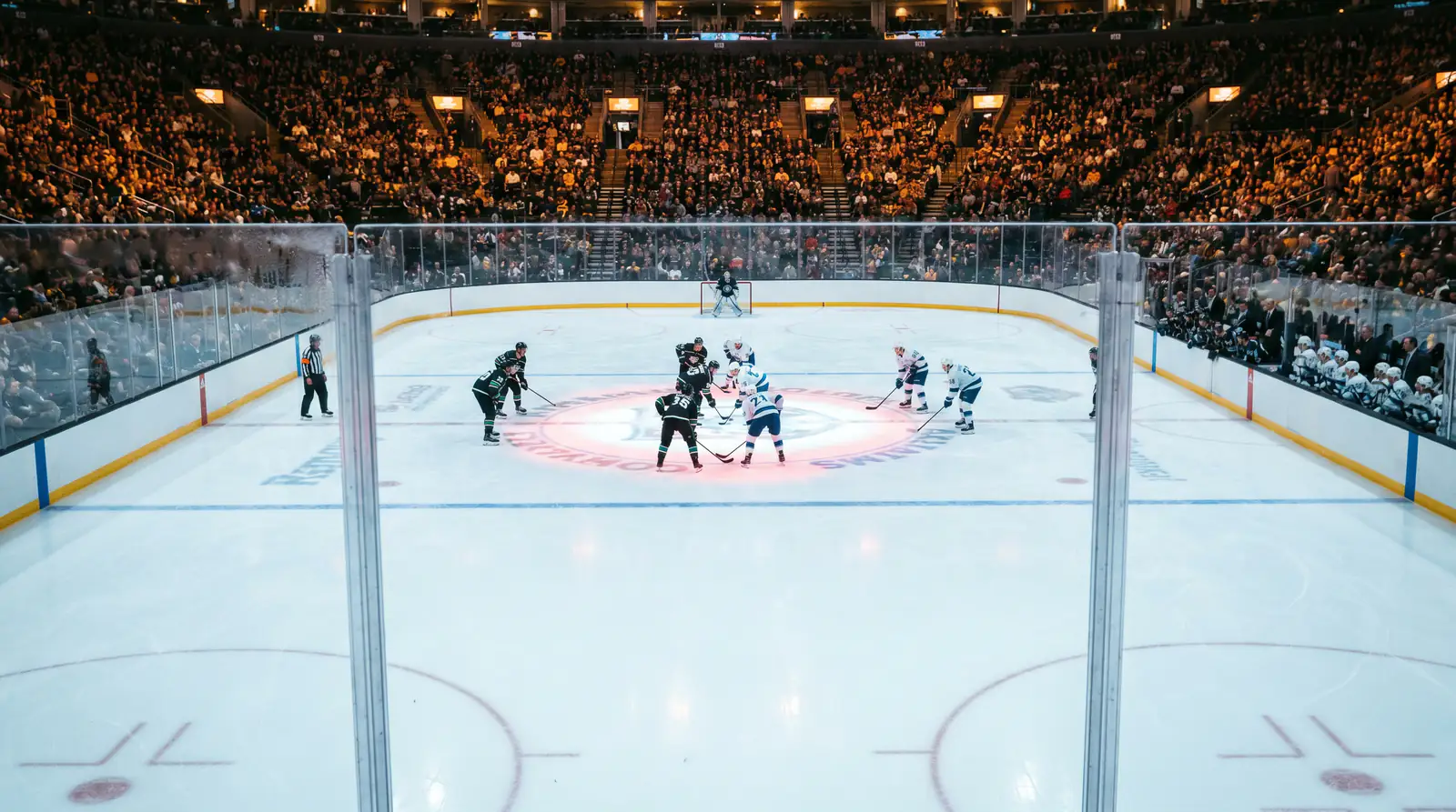 Beginner guide to hockey betting showing an ice hockey rink with players during an NHL game
