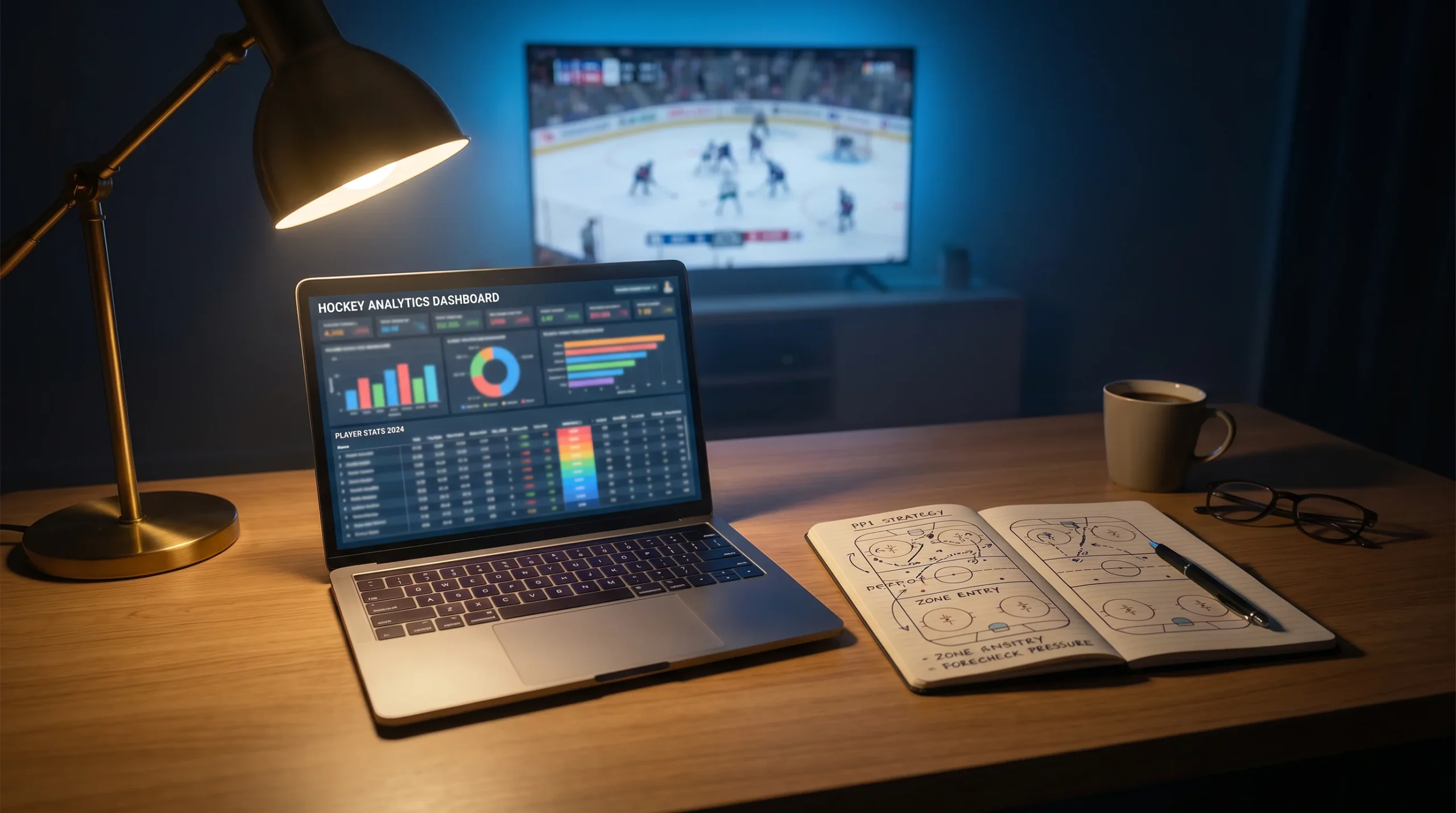 Ice hockey arena with dramatic lighting capturing the intensity of an NHL game for betting analysis