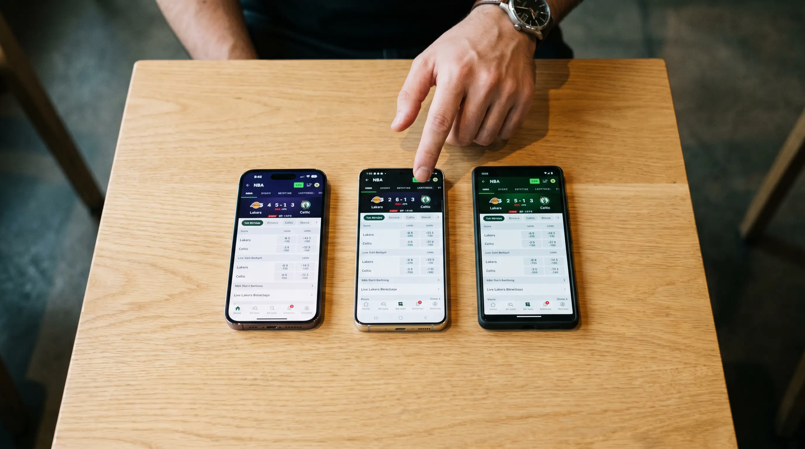 Multiple sportsbook apps showing different odds on same game