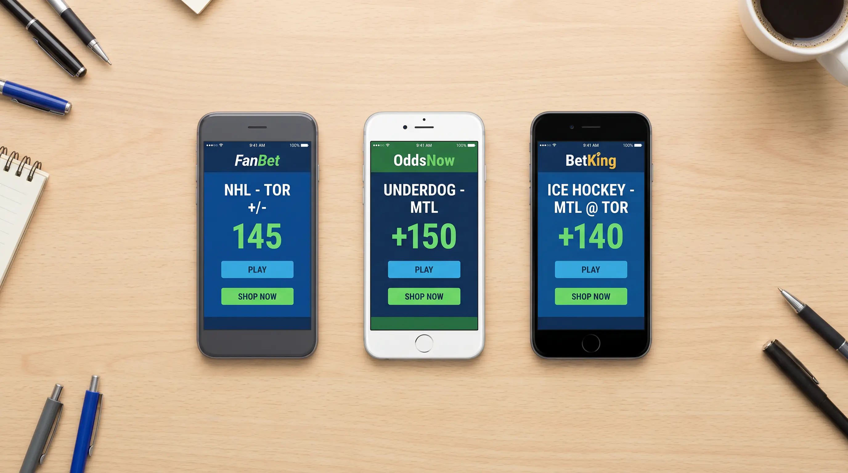 Multiple sportsbook apps open side by side showing different underdog prices for the same game