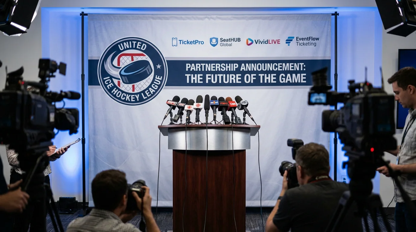 NHL league representative and prediction market executives announcing the historic partnership