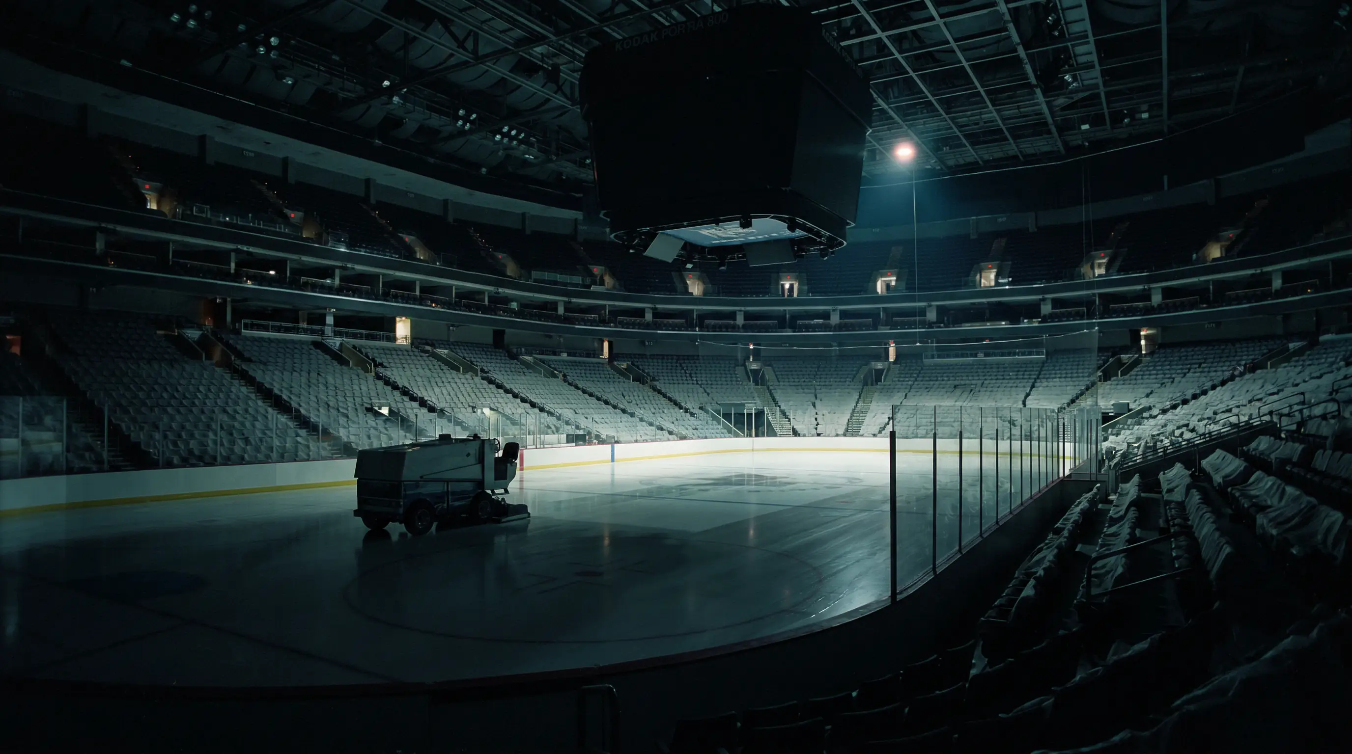 Empty NHL arena during mid-season Olympic break period