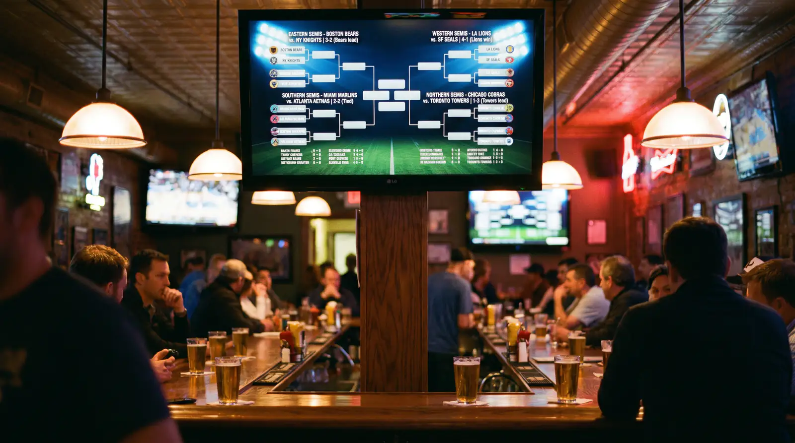 Seven-game series bracket displayed on screen