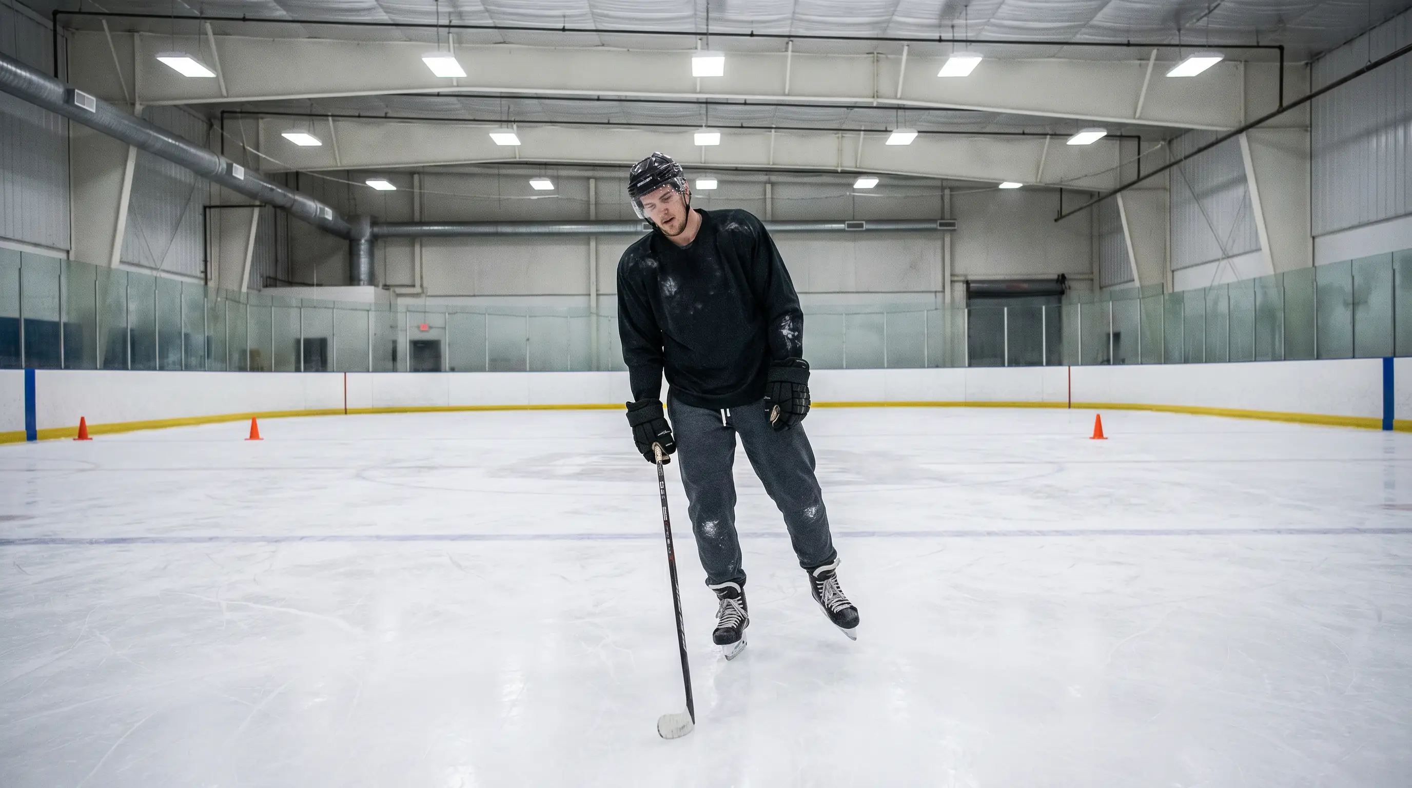Hockey player returning to NHL team practice after Olympics