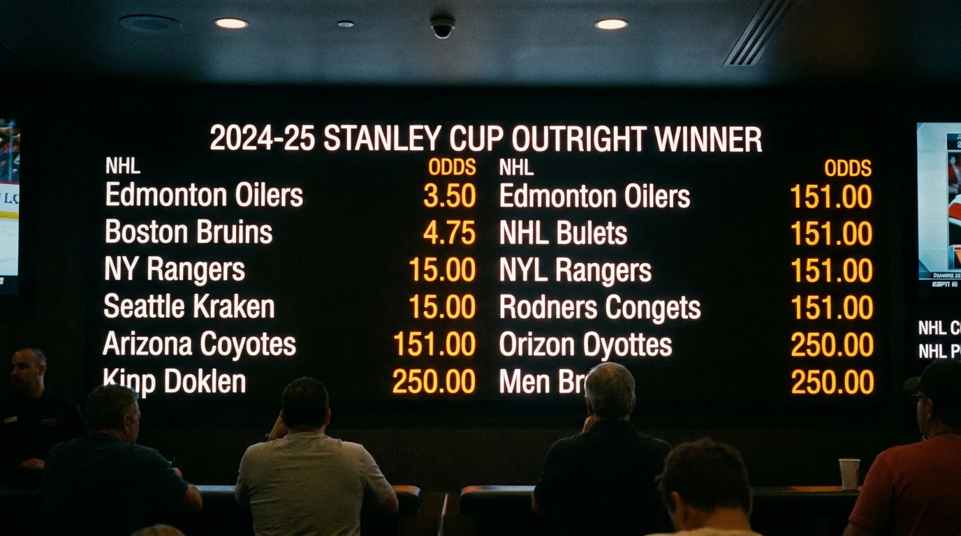 Sportsbook futures board showing Stanley Cup outright winner prices for multiple NHL teams